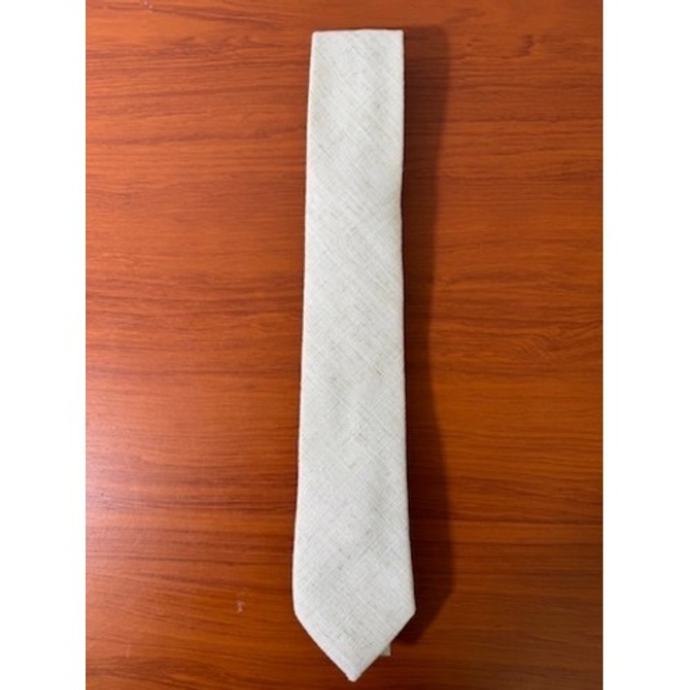 The Dark Knot 100% Linen Tie Ivory White 2.75" Beach Wedding Skinny Tie Spring
